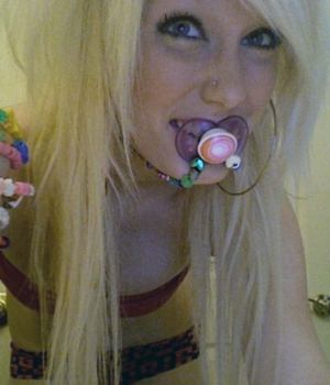 Cute Blonde Raver Girl Camwhoring With A Plaster On Her Tits