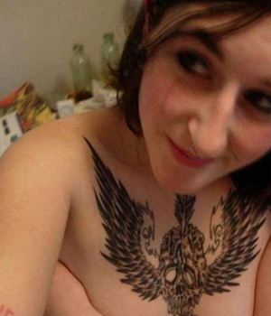 Hot Alt Girlfriend With A Big Tattoo On Her Chest