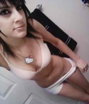 Hot Alternative Goth Teen Pulling Down Her Undies