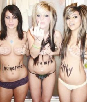 Slutty Emo Teens Take Topless Self Pics