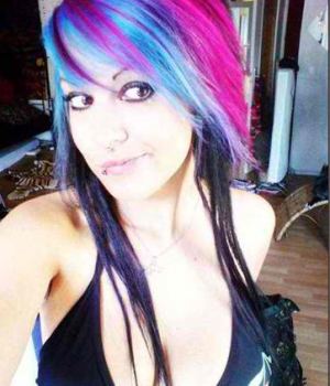 Super Cute Blue Haired Emo Teen Posing