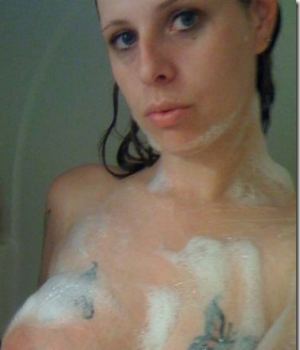 Tattooed Girlfriend Taking A Shower